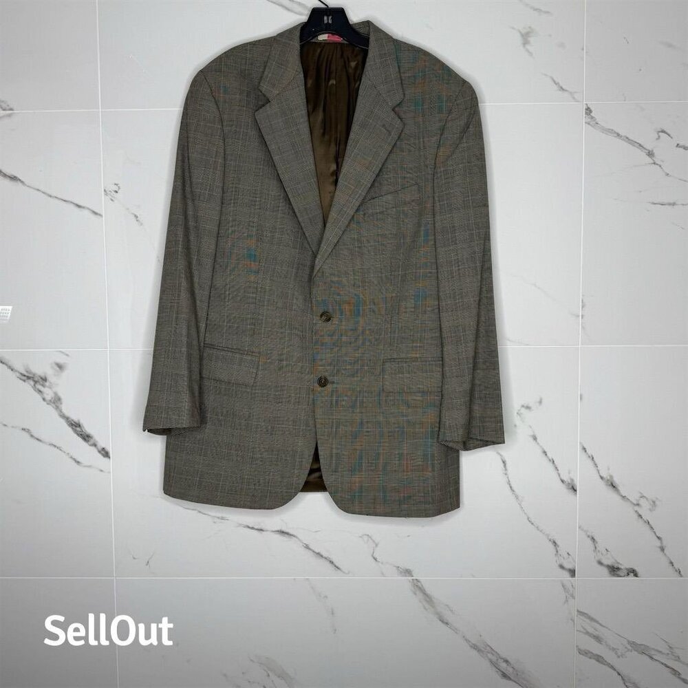 Vintage Ralph Lauren Blazer Men's Wool Plaid 44T Brown Made In Canada Career​